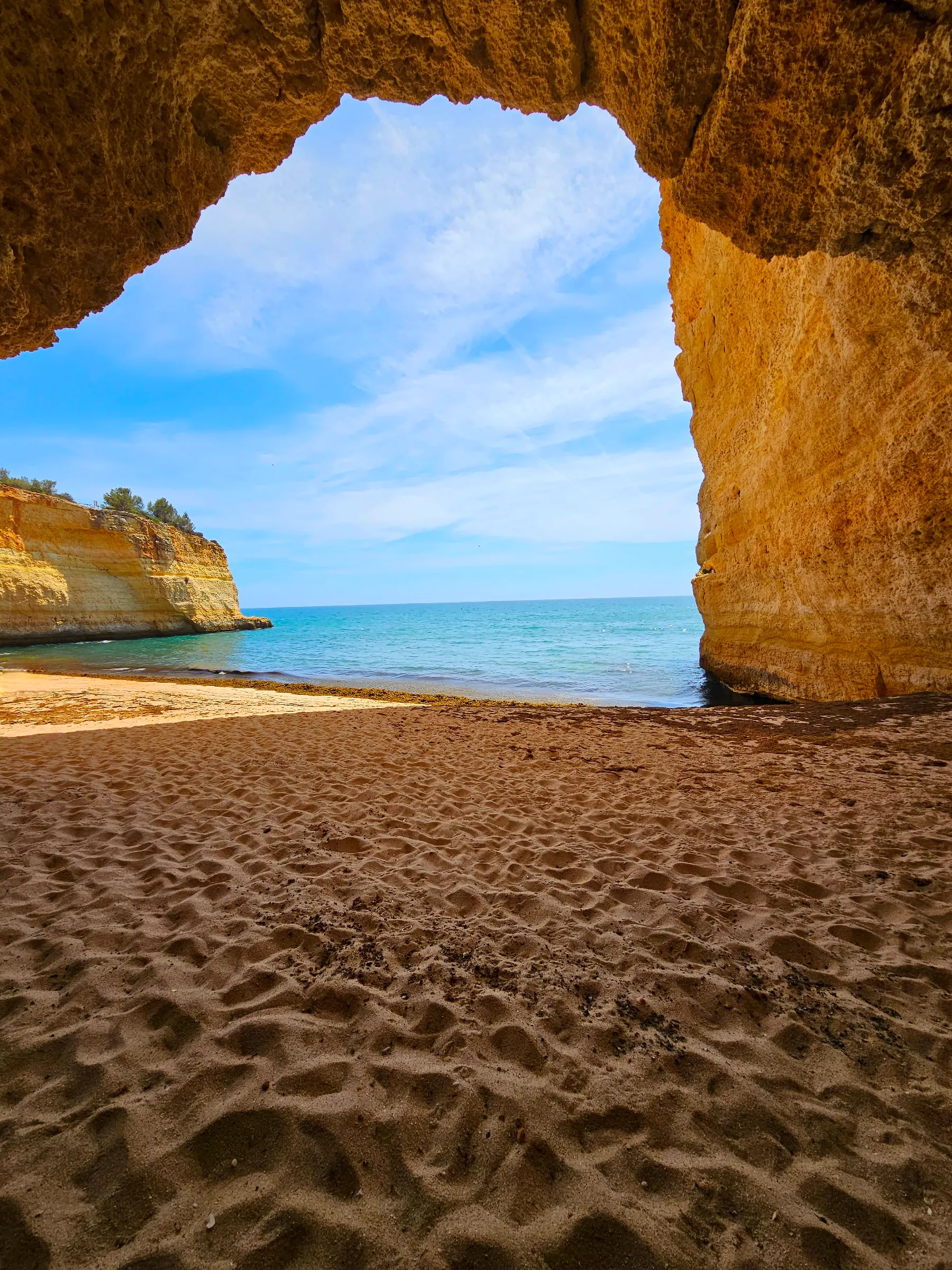 Rock formations and turquoise sea near Lagos in the Algarve, Portugal